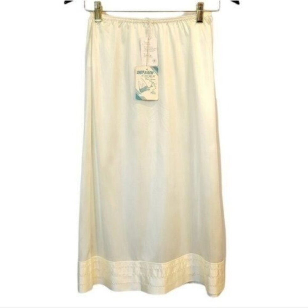 Vintage Mel-lin Dead Stock 1970's Snip a Row Satin Slip Skirt NWT